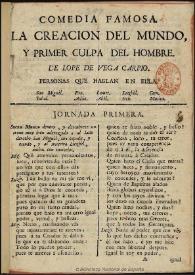 La creacion del mundo, y primer culpa del hombre / de Lope de Vega Carpio | Biblioteca Virtual Miguel de Cervantes