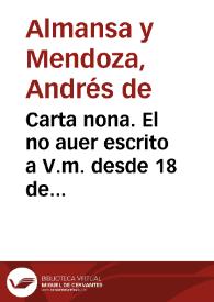 Carta nona. : El no auer escrito a V.m. desde 18 de Março las nueuas assi destos Reynos, como de los estrâgeros, segun se platican en esta Corte ... De Madrid 16 de Nouiembre 1622 | Biblioteca Virtual Miguel de Cervantes