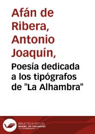 Poesía dedicada a los tipógrafos de "La Alhambra" | Biblioteca Virtual Miguel de Cervantes