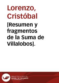 [Resumen y fragmentos de la Suma de Villalobos]. | Biblioteca Virtual Miguel de Cervantes