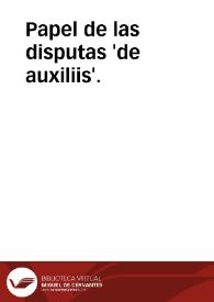 Papel de las disputas 'de auxiliis'. | Biblioteca Virtual Miguel de Cervantes