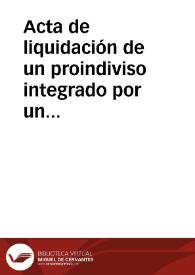 Acta de liquidación de un proindiviso integrado por un predio en el Zaydín, dos baldíos y una viña en la Hoya, en Canales, dos lugares de riego y siete montes de castaños en Güejar, un lugar de riego en Huétor, una casa en Ahbul Nayd y un asno de pelo verde | Biblioteca Virtual Miguel de Cervantes