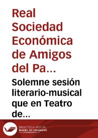 Solemne sesión literario-musical que en Teatro de Isabel la Católica celebra la Real Sociedad Económica de Granada con asistencia de SS.MM. en la noche del 17 octubre de 1892, con motivo del IV Centenario del Descubrimiento de América y apertura del curso académico de 1892 á 93 | Biblioteca Virtual Miguel de Cervantes