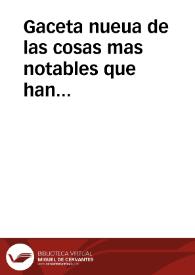 Gaceta nueua de las cosas mas notables que han sucedido a los Padres Redentores del Orden de la Santissima Trinidad, Calçados de las Prouincias de Castilla, y Andaluzia, en la Redencion que han hecho en Arcila, Alcaçar, Zalè, Fez, y otras ciudades de Africa ... hasta fin de março de 1661 | Biblioteca Virtual Miguel de Cervantes