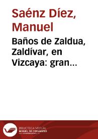 Baños de Zaldua, Zaldívar, en Vizcaya : gran establecimiento balneario de Zaldívar, en la provincia de Vizcaya, meridad de Durango : aguas sulfuro-salino-alcalinas, únicas en su clase, en las provincias vascongadas : breve reseña del mismo y de las propiedades medicinales y análisis de sus aguas / [Manuel Saénz Díez] | Biblioteca Virtual Miguel de Cervantes