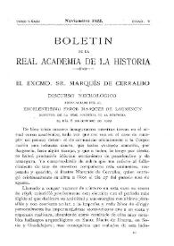 El Excmo. Sr. Marqués de Cerralbo: discurso necrológico pronunciado por el excelentísimo señor Marqués de Laurencín, Director de la Real Academia de la Historia el día 6 de octubre de 1922 | Biblioteca Virtual Miguel de Cervantes