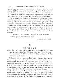 Informe sobre la declaración de monumentos nacionales de las iglesias de San Miguel de Celanova y de San Pedro de Rocas, los monasterios de Osera y Rivas de Sil y el claustro de San Francisco de Orense / Eduardo Ibarra y Rodríguez | Biblioteca Virtual Miguel de Cervantes