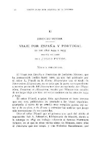 Jerónimo Münzer. Viaje por España y Portugal en los años 1494 y 1495 / versión del latín por Julio Puyol | Biblioteca Virtual Miguel de Cervantes