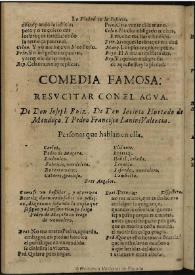 Resucitar con el agua / de Don Ioseph Ruiz ... Iacinto Hurtado de Mendoça y Pedro Francisco Lanini Valencia | Biblioteca Virtual Miguel de Cervantes