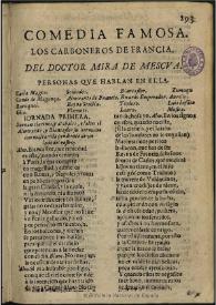 Los carboneros de Francia / del doctor Mira de Mescua | Biblioteca Virtual Miguel de Cervantes