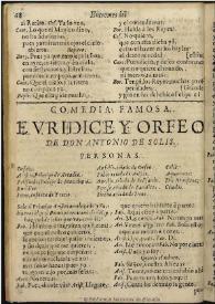 Eurídice y Orfeo : comedia. Emp.: Hombre o fantasma ¿quién eres? (h. 2)... Fin.: la obediencia le disculpa (h. 42) / de Antonio de Solís y Ovando [i.e. Rivadeneyra] | Biblioteca Virtual Miguel de Cervantes