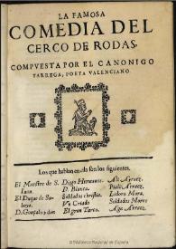 El cerco de Rodas / compuesta por el canonigo Tarrega ... | Biblioteca Virtual Miguel de Cervantes