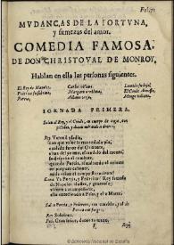 Mudanças de la fortuna y firmezas del amor ... / de don Christoual de Monroy | Biblioteca Virtual Miguel de Cervantes