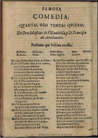 Quantas veo tantas quiero / de don Sebastian de Villaviciosa y don Francisco de Auellaneda | Biblioteca Virtual Miguel de Cervantes