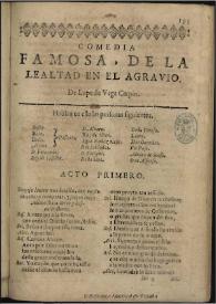 La lealtad en el agrauio / de Lope de Vega Carpio | Biblioteca Virtual Miguel de Cervantes