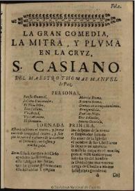 La mitra, y pluma en la cruz, S. Casiano / del Maestro Thomas Manuel de la Paz | Biblioteca Virtual Miguel de Cervantes