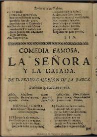 La señora y la criada / de don Pedro Calderon | Biblioteca Virtual Miguel de Cervantes