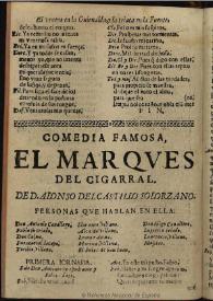 El Marques del Cigarral / de D. Antonio del Castillo Solorzano | Biblioteca Virtual Miguel de Cervantes