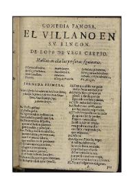 El villano en su rincon / de Lope de Vega Carpio | Biblioteca Virtual Miguel de Cervantes