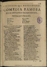 Los riesgos que tiene un coche / de Don Antonio de Mendoza | Biblioteca Virtual Miguel de Cervantes