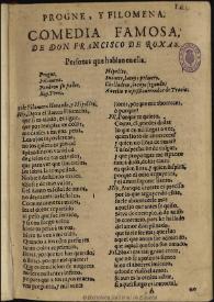 Progne y Filomena / de Francisco de Rojas Zorrilla;  ordenadas en colección por Ramón de Mesonero Romanos | Biblioteca Virtual Miguel de Cervantes