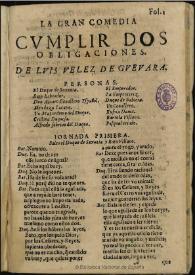 Cumplir dos obligaciones / de Luis Velez de Gueuara | Biblioteca Virtual Miguel de Cervantes