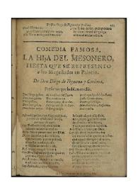 La hija del mesonero : fiesta que se represento a sus Magestades en Palacio / de don Diego de Figueroa y Cordoua | Biblioteca Virtual Miguel de Cervantes