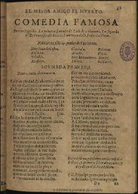 El mejor amigo el muerto / de tres ingenios, primera jornada Luis de Velmonte, segunda jornada D. Francisco de Roxas, tercera jornada D. Pedro Calderon | Biblioteca Virtual Miguel de Cervantes