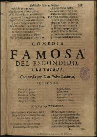 El escondido y la tapada / compuesta por don Pedro Calderon | Biblioteca Virtual Miguel de Cervantes