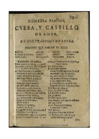 Cueba, y castillo de amor / de Don Francisco de Leyba | Biblioteca Virtual Miguel de Cervantes