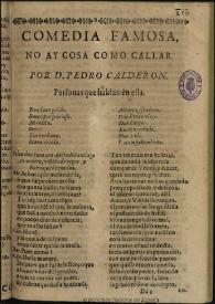 No ay cosa como callar / de don Pedro Calderón de la Barca | Biblioteca Virtual Miguel de Cervantes