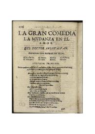 La mudanza en el amor / del Doctor Montaluan | Biblioteca Virtual Miguel de Cervantes