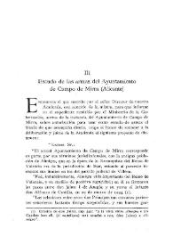 Escudo de las armas del Ayuntamiento de Campo de Mirra (Alicante) / V. Castañeda | Biblioteca Virtual Miguel de Cervantes