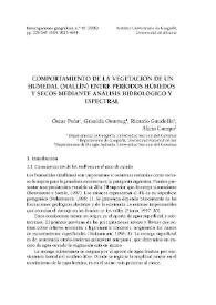 Comportamiento de la vegetación de un humedal (mallín) entre períodos húmedos y secos mediante análisis hidrológico y espectral / Óscar Peña, Griselda Ostertag, Ricardo Gandullo, Alicia Campo | Biblioteca Virtual Miguel de Cervantes