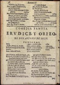 Erudice y Orfeo [1681] / [Antonio de Solís[ | Biblioteca Virtual Miguel de Cervantes