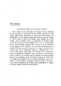 Noticias. Concurso de la lengua vasca. Boletín de la Real Academia de la Historia, tomo 91 (octubre-diciembre 1927). Cuaderno II | Biblioteca Virtual Miguel de Cervantes