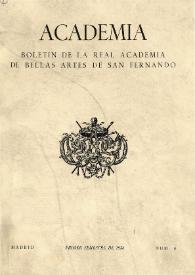 Academia : Boletín de la Real Academia de Bellas Artes de San Fernando. Primer semestre de 1958. Número 6. Preliminares e índice | Biblioteca Virtual Miguel de Cervantes