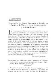 Descripción del Sacro Convento y Castillo de Calatrava la Nueva y de su iglesia, capillas y enterramientos / Vicente Castañeda | Biblioteca Virtual Miguel de Cervantes