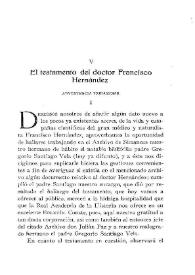 El testamento del doctor Francisco Hernández / P. Barreiro Agustino | Biblioteca Virtual Miguel de Cervantes