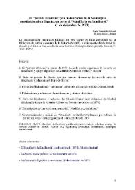 El "partido alfonsino" y la restauración de la Monarquía constitucional en España: en torno al Manifiesto de Sandhurst (1 de diciembre de 1874) / Rafael Fernández Sirvent | Biblioteca Virtual Miguel de Cervantes