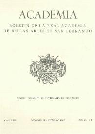 Academia : Boletín de la Real Academia de Bellas Artes de San Fernando. Segundo semestre 1960. Número 11. Preliminares e índice | Biblioteca Virtual Miguel de Cervantes