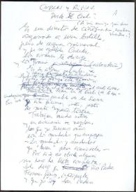 Copla de Francisco Rabal dedicada a José Luis Cuerda. 14 de octubre de 1994 | Biblioteca Virtual Miguel de Cervantes