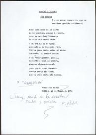 Copla de Francisco Rabal dedicada a Juan Echanove. Madrid, 10 de abril de 1994 | Biblioteca Virtual Miguel de Cervantes