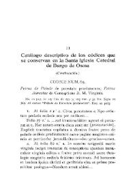 Catálogo descriptivo de los códices que se conservan en la Santa Iglesia Catedral de Burgo de Osma. (Conclusión) / Timoteo Rojo Orcajo | Biblioteca Virtual Miguel de Cervantes