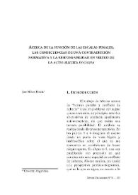 Acerca de la función de las escalas penales, las consecuencias de una contradicción normativa y la responsabilidad en virtud de la "actio illicita in causa" / José Milton Peralta | Biblioteca Virtual Miguel de Cervantes