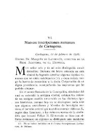 Nuevas inscripciones romanas de Cartagena / Diego Jiménez de Cisneros Hervás | Biblioteca Virtual Miguel de Cervantes