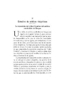 Estudios de códices visigóticos: La exposición del "Liber Comitis" del archivo catedralicio de Burgos / T. Rojo | Biblioteca Virtual Miguel de Cervantes