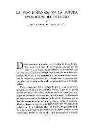 La voz hispánica en la futura evolución del derecho / por Juan Miguel Bargalló Cirio | Biblioteca Virtual Miguel de Cervantes