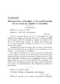 Documentos referentes a las postrimerías de la Casa de Austria en España [22 julio-8 octubre 1699] / Príncipe Adalberto de Baviera y Gabriel Maura Gamazo | Biblioteca Virtual Miguel de Cervantes