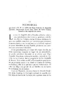 Memorial que elevó a S.M. en 1673 don Iñigo Antonio de Argüello Carvajal, mayorazgo de su casa, señor de Torre y Canos. Sacado a luz seguido de notas / Antonio del Solar y Taboada | Biblioteca Virtual Miguel de Cervantes